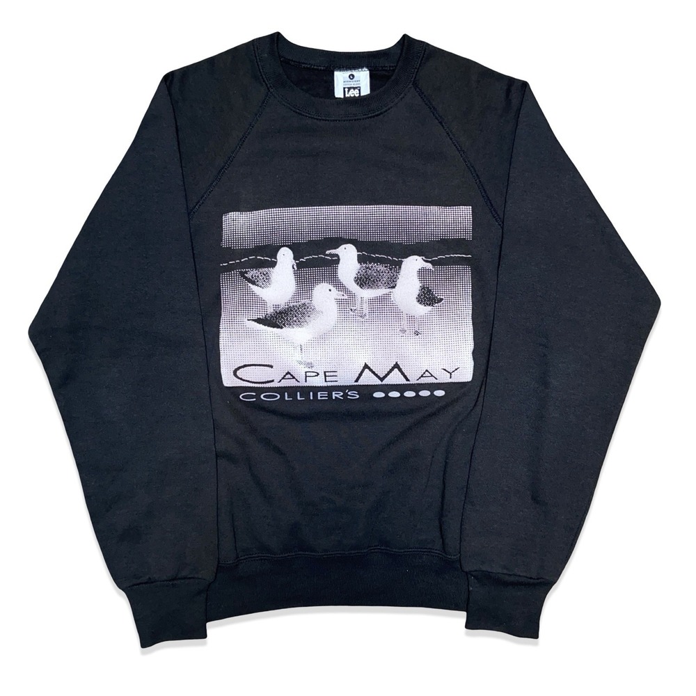 Vintage 90s Cape May Collier's Seagull Sweatshirt Lee Made USA Size L Black
